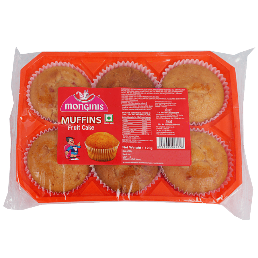 Monginis Muffins - Fruit (100% Veg), 120 G Pouch