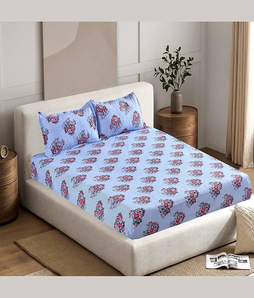 Valtellina Poly Cotton 1 Double Bedsheet with 2 Pillow Covers ( Multicolor )