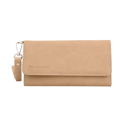 The Wallet Store Suede Leather Clutch For Women - Tan