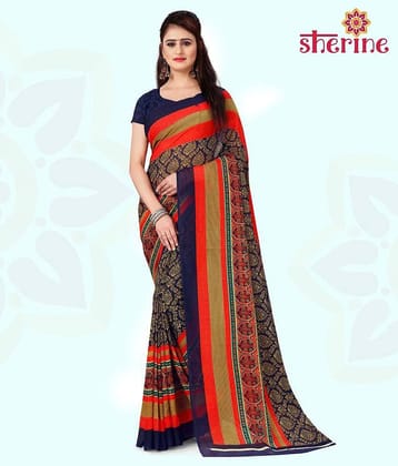 ANAND SAREES Georgette Printed Saree With Unstitched Blouse Piece ( Multicolor )