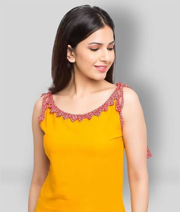 Yash Gallery Women's Cotton Regular Top ( Yellow )