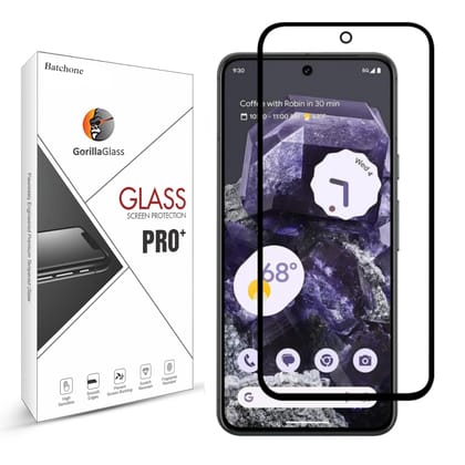 BATCHONE Tempered Glass Screen Protector Compatible for Google Pixel 8A (Black) with Edge to Edge Coverage and Easy Installation kit BATCHONE Tempered Glass Screen Protector Compatible for Google Pixel 8A (Black) with Edge to Edge Coverage and Easy Insta