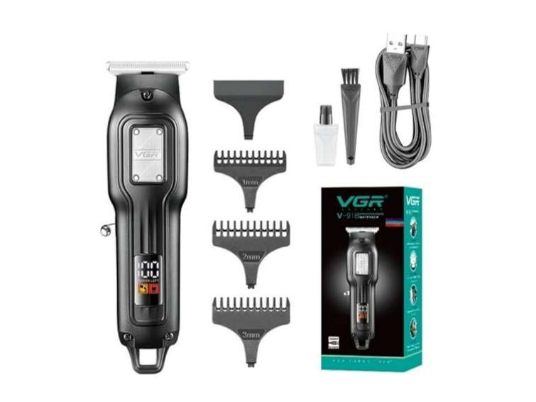 VGR V-918 Professional T-Blade Trimmer 100 min Runtime 4 Length Settings (Black)