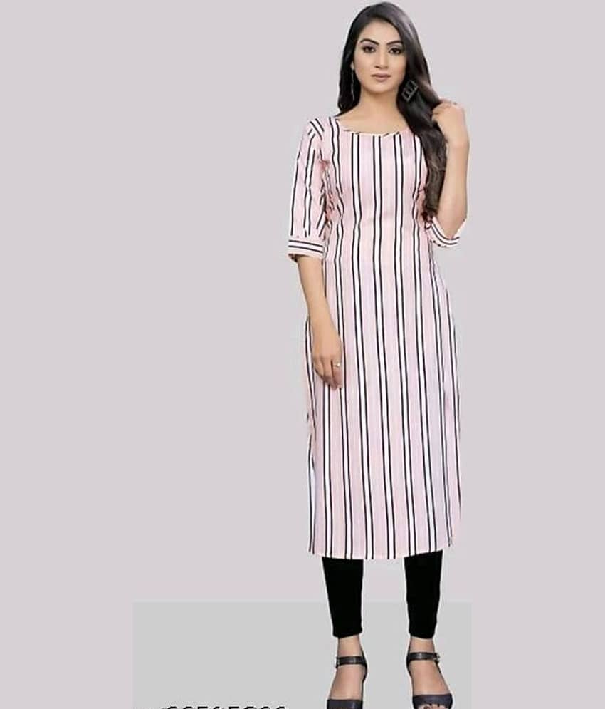 AK FASHION MALL Pack of 1 Crepe Printed Straight Women's Kurti - ( Multicolor )