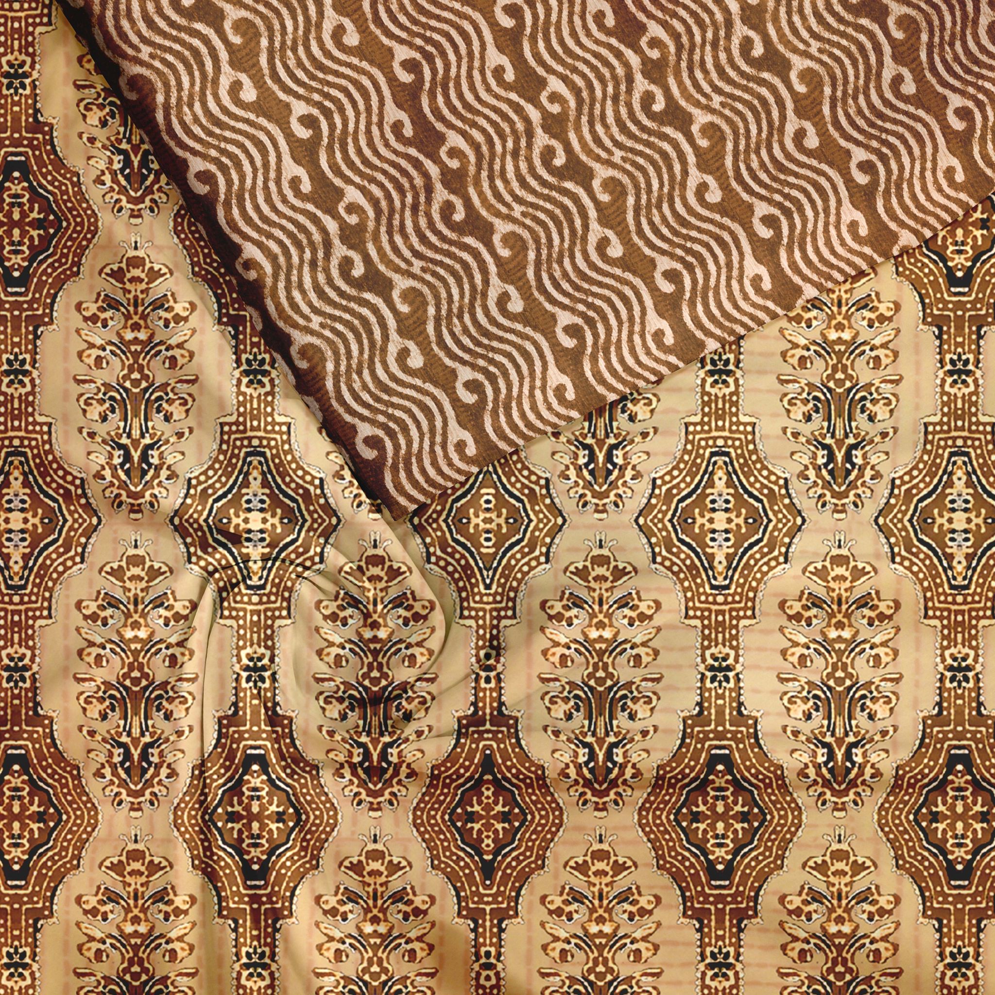 Beige floral butta Tussar Silk Unstitched Suit Set