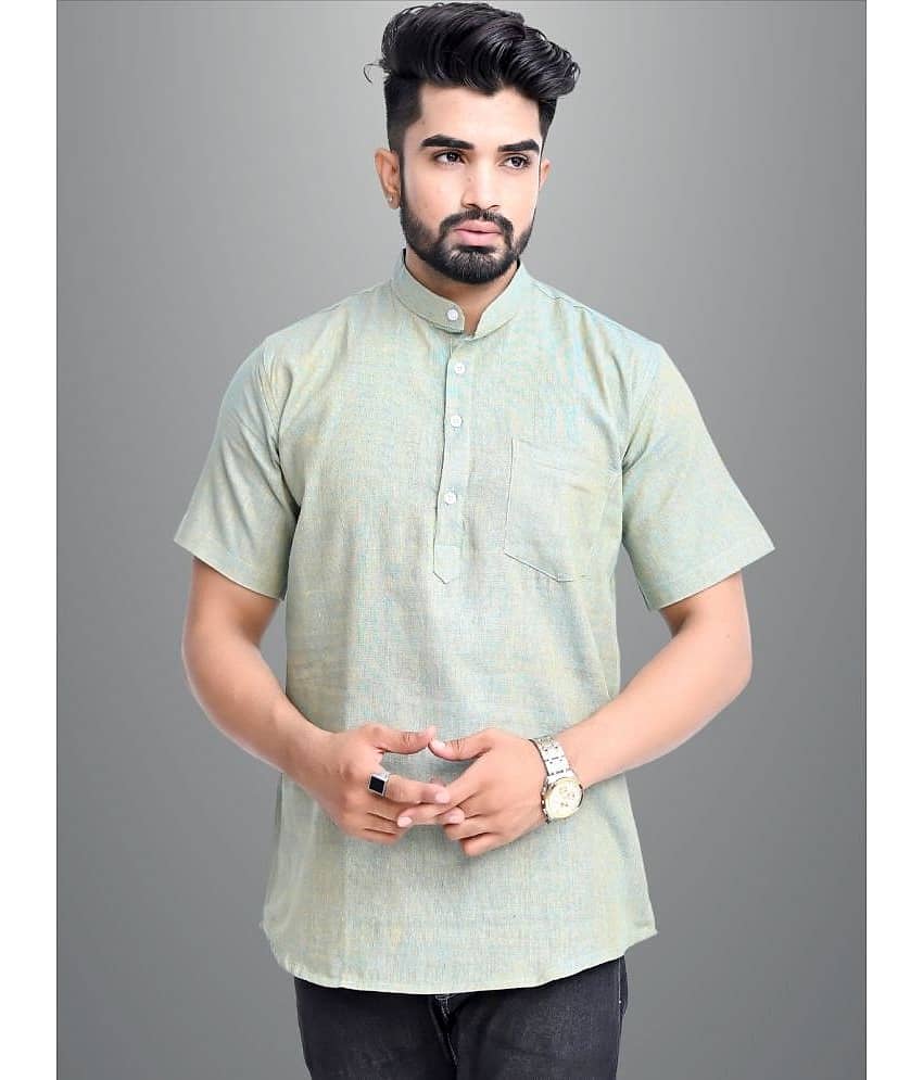 QuaClo - Light Blue Cotton Men's Regular Kurta ( Pack of 1 )