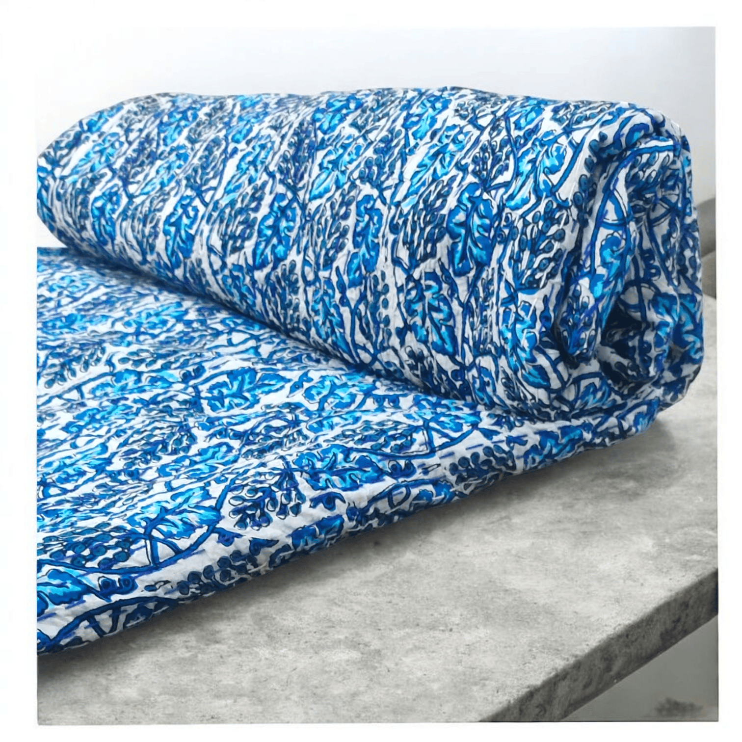 Hand Quilted Kantha Bedcover--90 x 100 inches