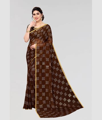 FABMORA Chiffon Printed Saree With Unstitched Blouse Piece ( SkyBlue )