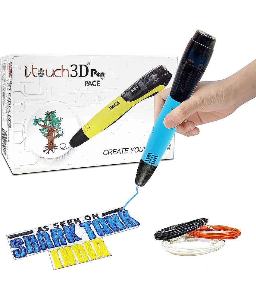 WOL3D Itouch Pace 3D Pen (Blue) for 3D Drawing; Art and Craft with free Stencil, Cloth and 3 Filaments