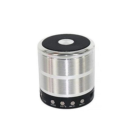 Multi-Function Portable Bluetooth Speaker with FM Radio, AUX, USB, TF Card Slot, and High Bass Sound - Compact and Travel-Friendly Color - Silver