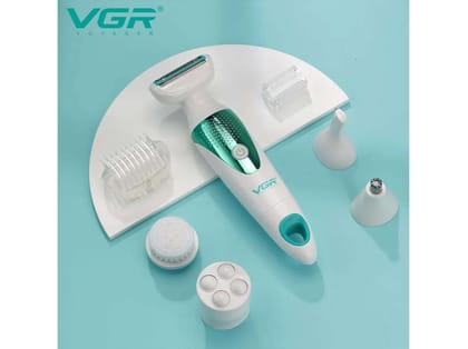 VGR V-720 5 in 1 Professional IPX4 Washable Lady Care Set Trimmer 0 min Runtime 3 Length Settings (White, Green)