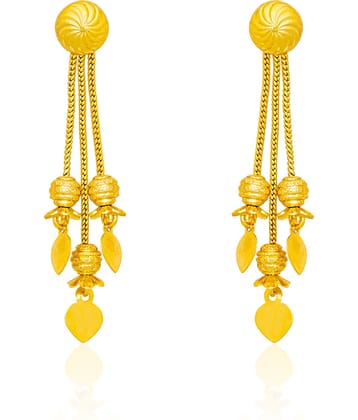 LUV FASHION Golden Stud Earrings ( Pack of 1 )