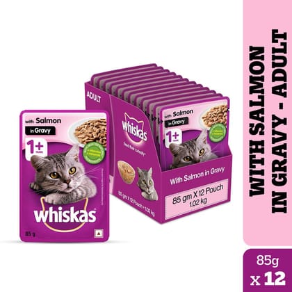 Whiskas Salmon in Gravy Adult (1+ Years) Wet Cat Food (80gx14)