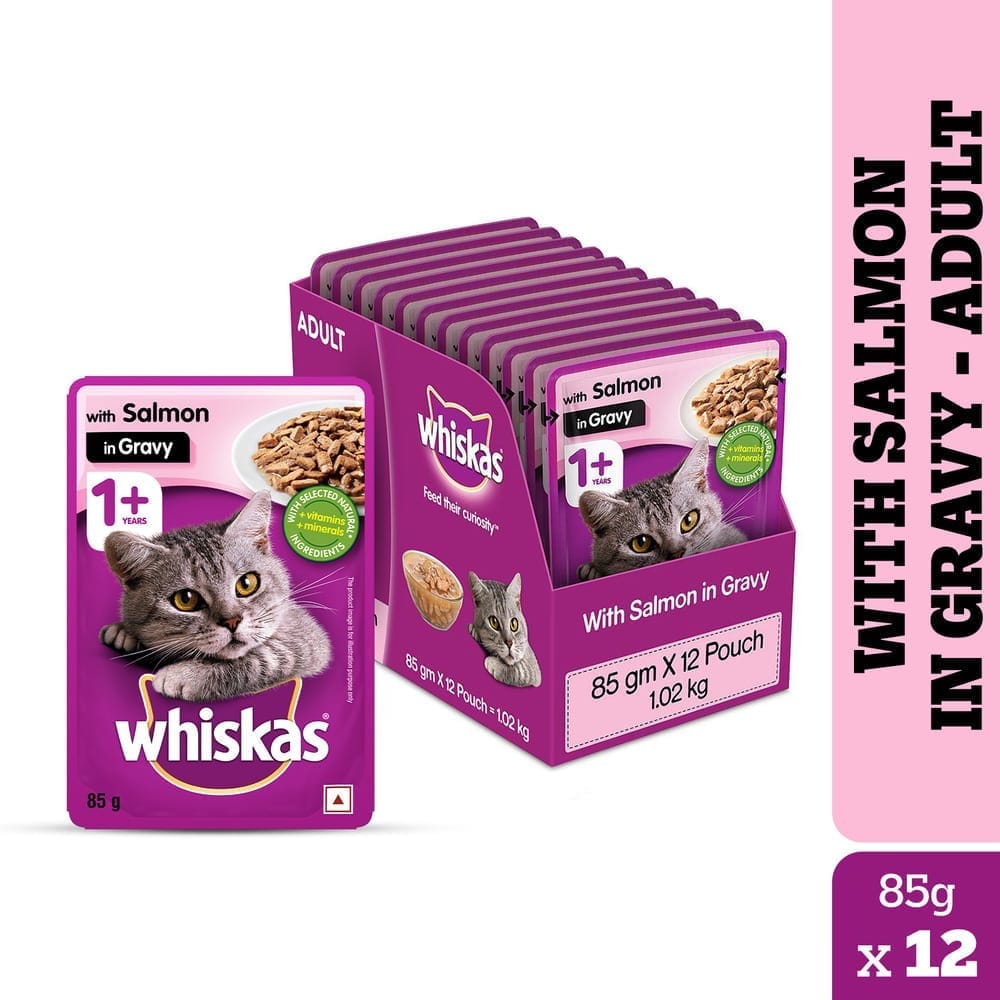 Whiskas Salmon in Gravy Adult (1+ Years) Wet Cat Food (80gx14)