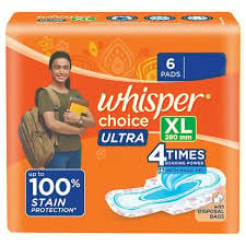 Whisper Choice Sanitary Napkins - Ultra With Wings Xl 6 PIECE