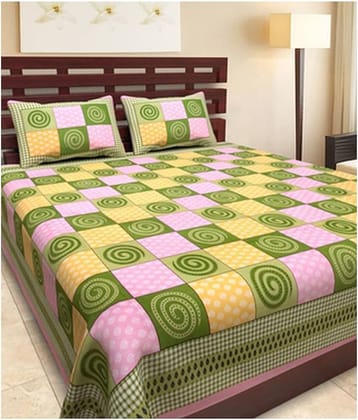 Uniqchoice Cotton Double Bedsheet ( Green )