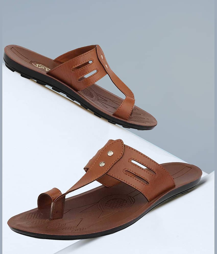 PUPINE Tan Men's Thong Flip Flop