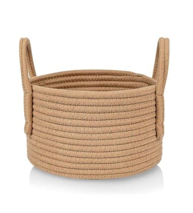 Generic Cotton Pack Of_1 Basket 7x5 Inch Storage Basket For Clothes (Beige)-PID66389