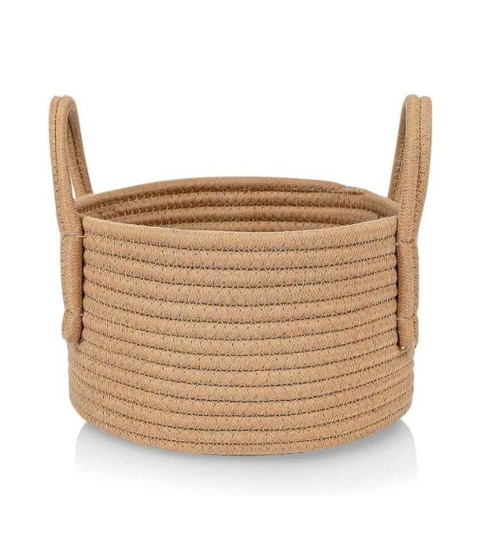Generic Cotton Pack Of_1 Basket 7x5 Inch Storage Basket For Clothes (Beige)-PID66389