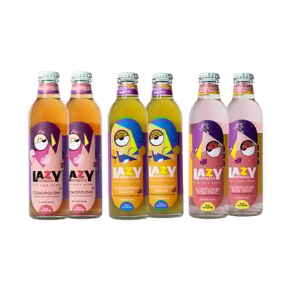 Lazy Cocktails Gin pack | 2x Cosmopolitan, 2x Passionfruit Martini,2x Elerfloer Rose Tonic (6 * 250ml)