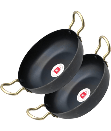 LAZYWINDOW Iron Kadhai Iron No Coating Roasting Pan ( Pack of 2 )