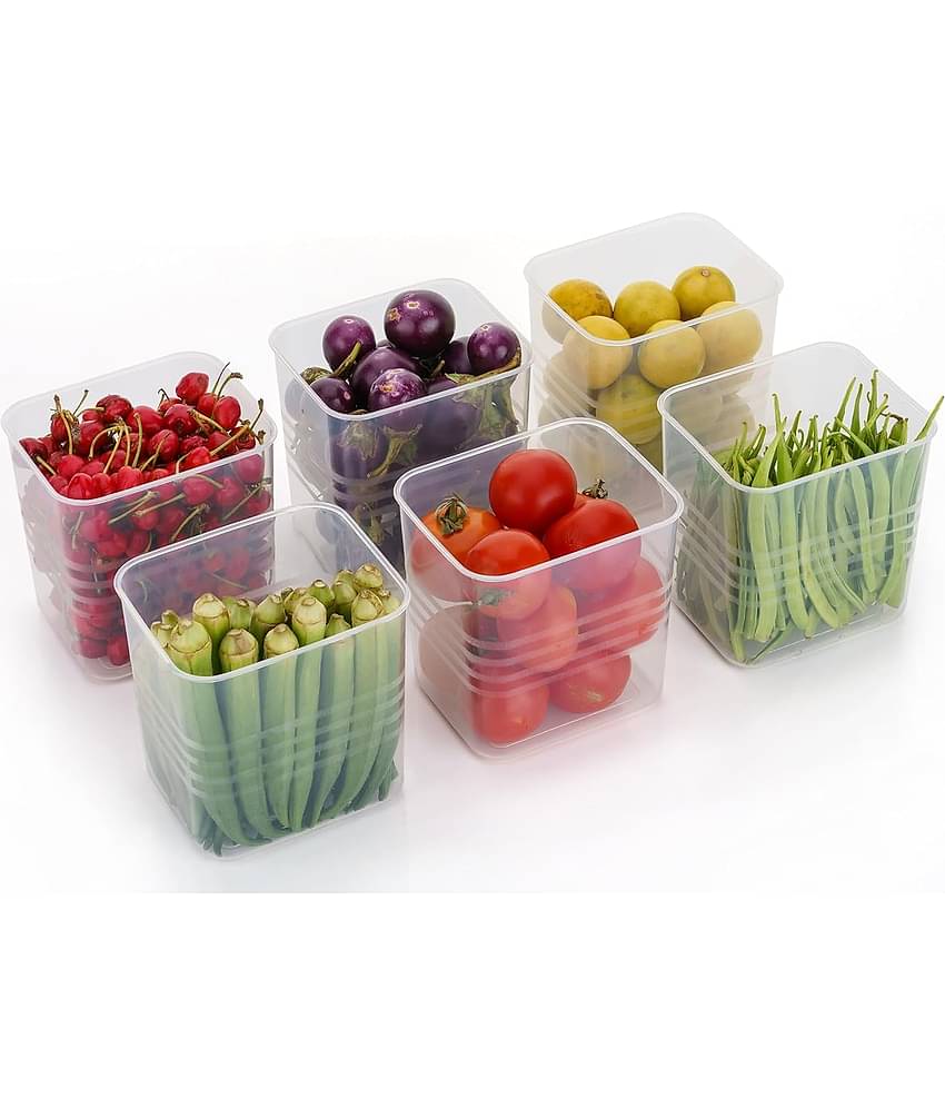 MAGICSPOON Fridge Organizer PET Transparent Multi-Purpose Container ( Set of 6 )