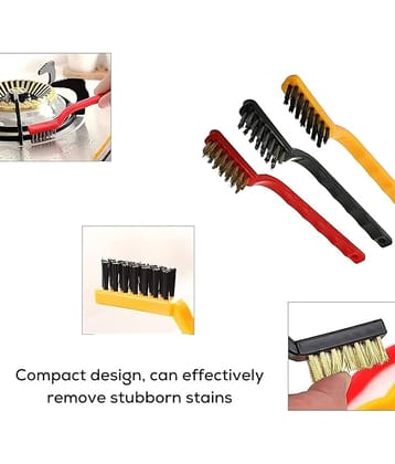 Set of 3 Pc Mini Wire Brush Cleaning Tool Kit Brass, Nylon, Stainless Steel Bristles