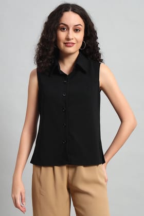 Allure A-Line Collar Top, Black-XS