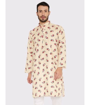 Maharaja - Yellow Linen Men's Regular Kurta ( Pack of 1 )