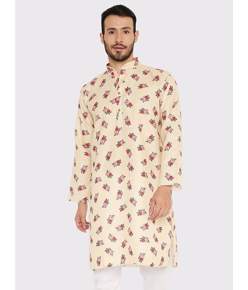 Maharaja - Yellow Linen Men's Regular Kurta ( Pack of 1 )