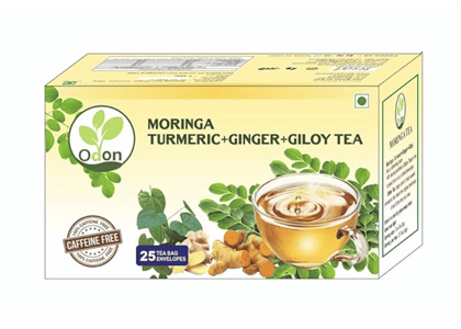 ODON NATURAL Moringa Turmeric Ginger Giloy Herbal Green Tea | Immunity Booster | 25 Tea Bags | Natural Detox Tea | Anti-Inflammatory & Digestive Support | Rich Taste & Aroma