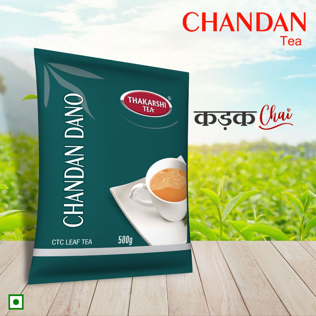 Thakarshi Tea Chandan Tea Dano | Premium Assam CTC Tea Leaf | Garden Fresh Unflavoured Black Tea, 500 gm Pouch
