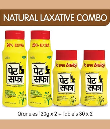 Pet Saffa Natural Laxative Granules 120Gm (Pack of 2) + 30 Tablets (Pack of 2) Combo Pack (Helpful In Constipation, Gas, Acidity, Kabz), Ayurvedic Medicine