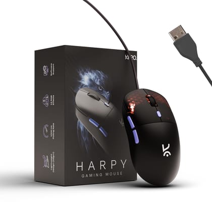 Kreo Harpy Gaming Mouse Wired, 55g Ultra-Lightweight Mouse, Customizable RGB Mouse for Laptop Gaming, Mouse for Pc, 1000Hz Polling Rate, 12800 DPI Kreo Harpy Gaming Mouse Wired, 55g Ultra-Lightweight Mouse, Customizable RGB Mouse for Laptop Gaming, Mouse