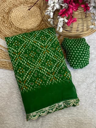 Bandhani Prints with Embroidered Lace