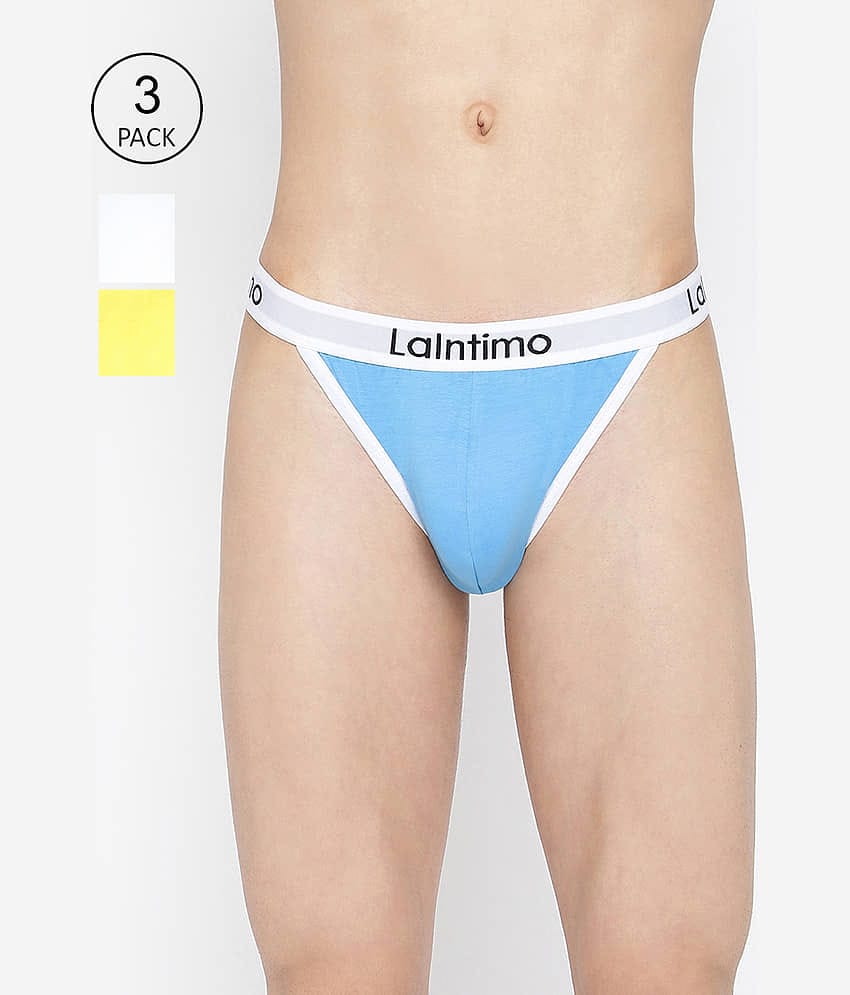 La Intimo Pack of 3 Cotton Briefs For Men's ( Multicolor )
