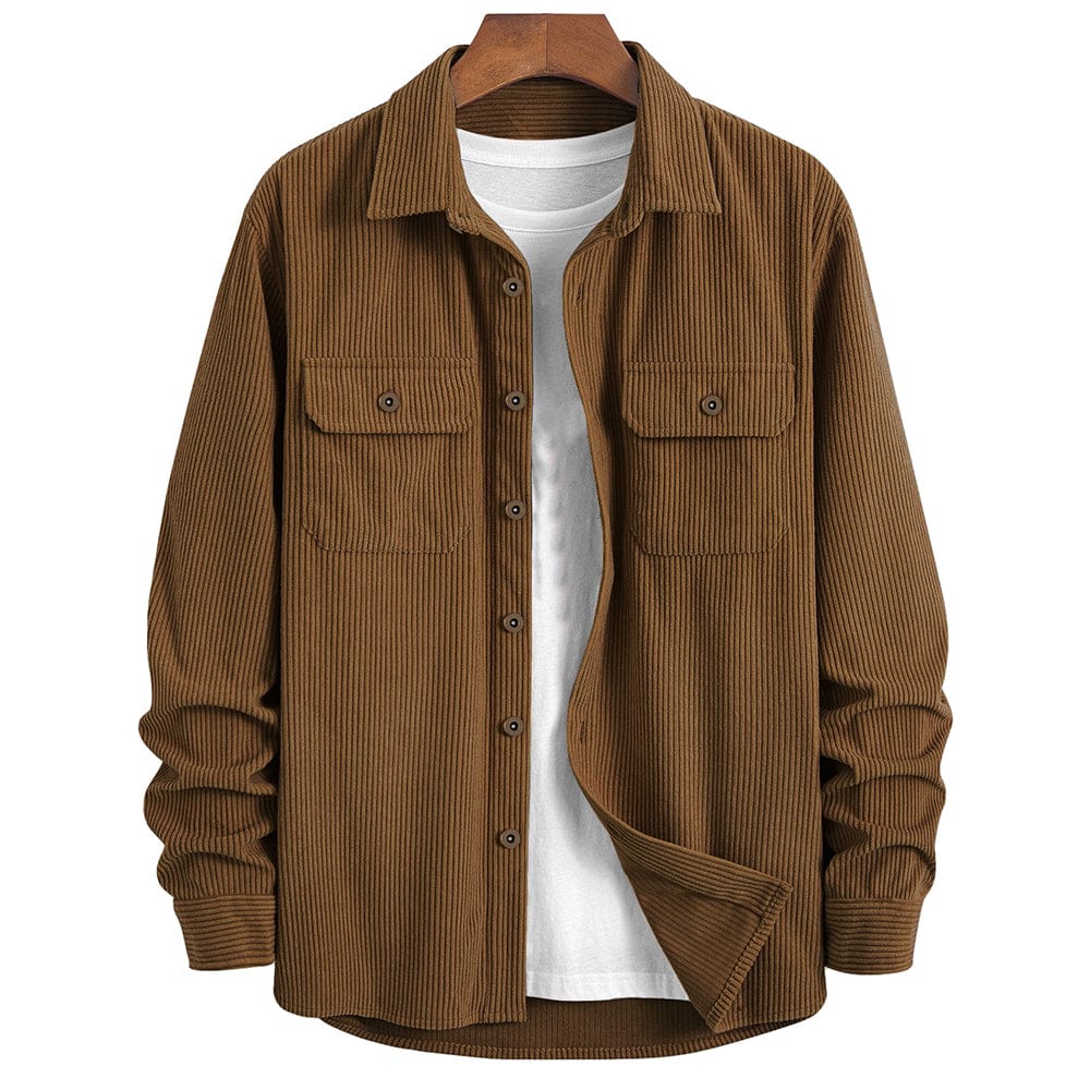 Men's Corduroy Cotton Regular fit Casual Shirt - Brown-S