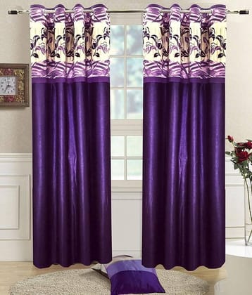 Homefab India Plain Semi-Transparent Eyelet Door Curtain 7ft (Pack of 2) - Purple