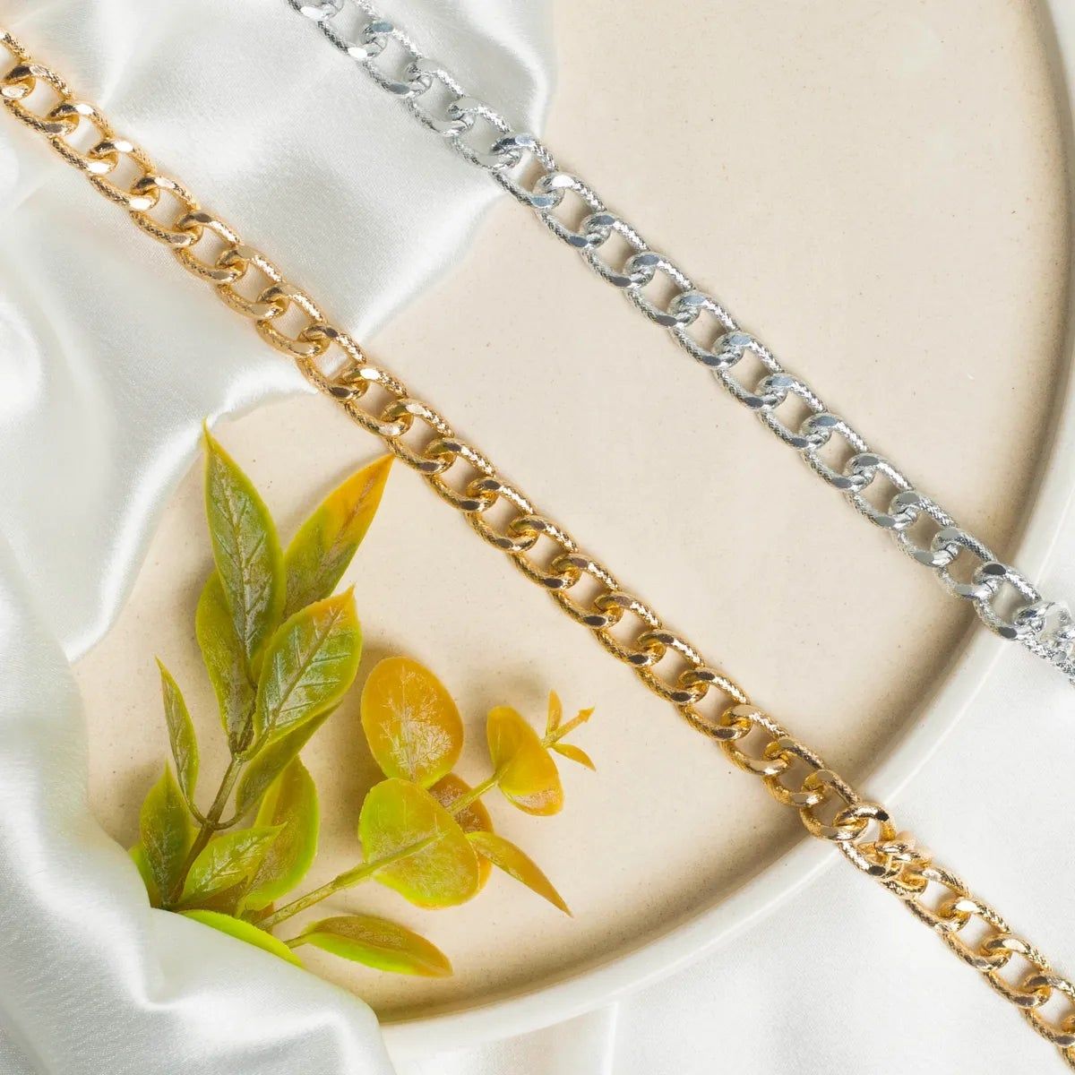 Aluminium Size 10 Mm Width 1 Meter Chain Women Unisex Mens-GOLD