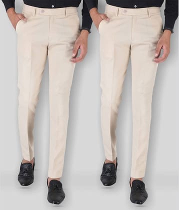 SREY - Cream Polycotton Slim - Fit Men's Trousers ( Pack of 2 )
