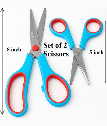 Set of 2, Small stainless steel scissors for stationery paper cutting kitchen home household office multi purpose uses, men moustache beard nose hair trim seasor sizzer kenchi sissor caesar scizzor sisscors kaichi siccor kechi ceaser scisor chesar cizer