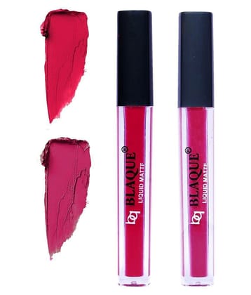 bq BLAQUE Matte Liquid Lipstick Combo Set of 2 Pcs 4ml each, Long Lasting & Waterproof - Ruby Red & Dark & Bold Pink