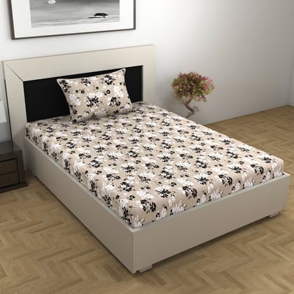 Ivory Sunflowers Elegant Bedsheet For Single Bed-Single / Ivory Sunflowers / FL-2018-SB
