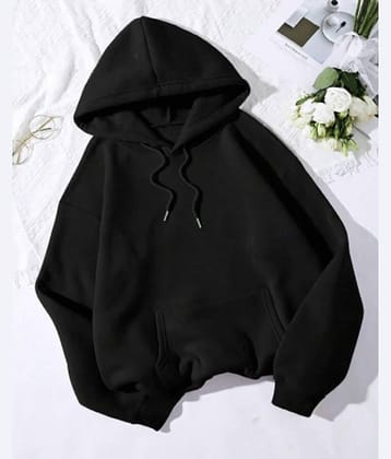 HARPITA Women Fleece Hooded Sweatshirt For ( Black )