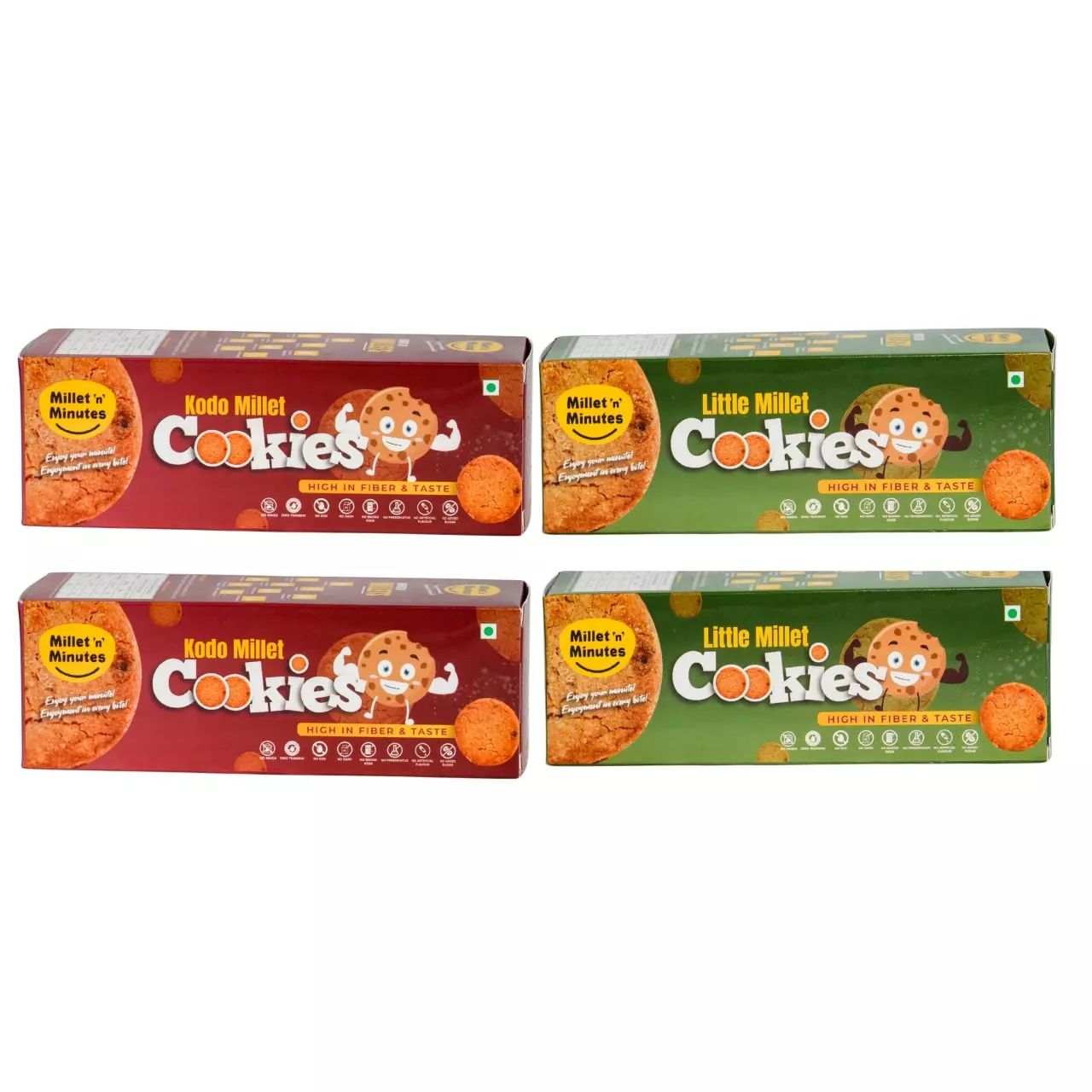 MilletnMinutes Kodo Millet (2 Packs) & Little Millet (2 Packs) – Combo of Gluten-Free, Nutrient-Rich Whole Grains – Ideal for Healthy, Balanced Meals - 100gm*4