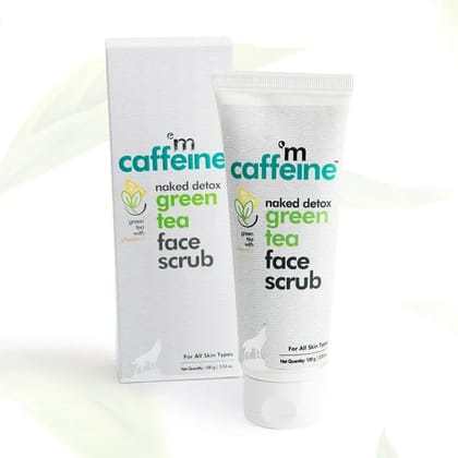 mCaffeine Exfoliating Green Tea Face Scrub With Vitamin C & Walnut For Dirt & Blackheads Removal, 100 gm
