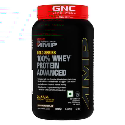 GNC AMP Gold Series 100% Whey Protein Advanced 2 lbs Double Rich Chocolate