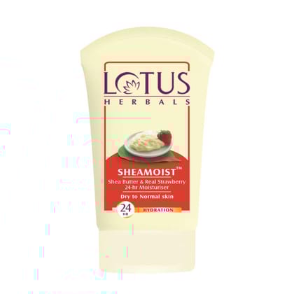 Lotus Herbals Sheamoist Shea Butter & Real Strawberry 24 Hrs Moisturiser, 120gm