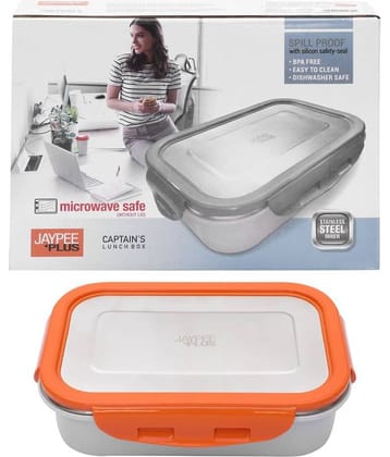 Jaypee Plus - Orange Stainless Steel Lunch Box ( Pack of 1 )