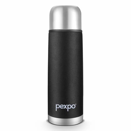 Pexpo 24 Hrs Hot & Cold 350 ML Stainless Steel Insulated ISI Certified Flask, Knight Black, Set of 1, Flamingo | Leak-Proof | Eco-Friendly | Office | Home | Kitchen | Travelling | Hiking Flask